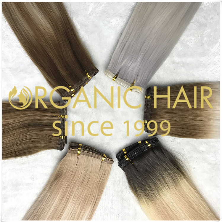 Flat weft custom color top quality hair extensions CNY024
